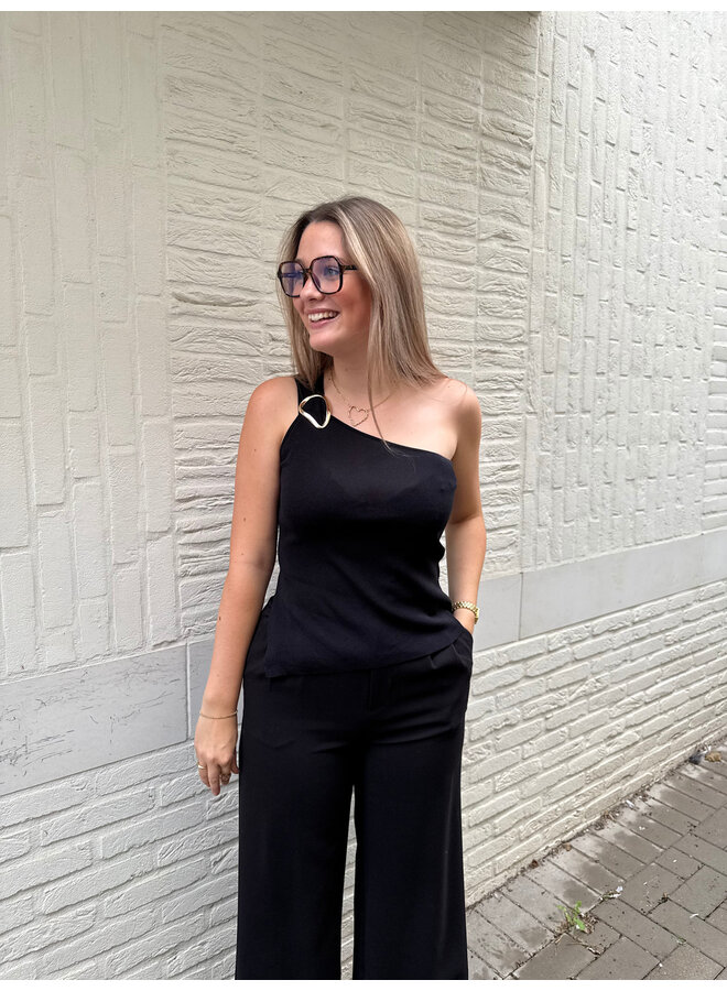 Soraya One Shoulder Top Black