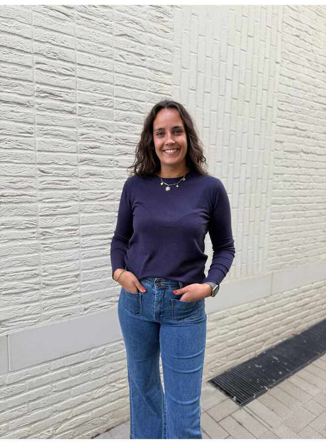 Céleste Long Sleeve T-Shirt Basic Dark Blue