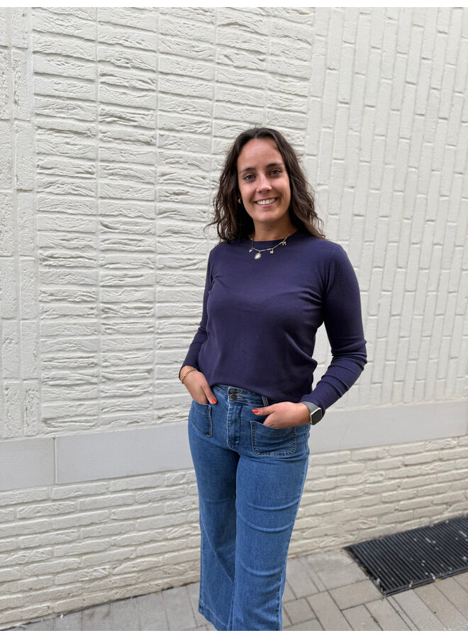 Céleste Long Sleeve T-Shirt Basic Dark Blue