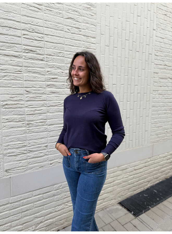 Céleste Long Sleeve T-Shirt Basic Dark Blue