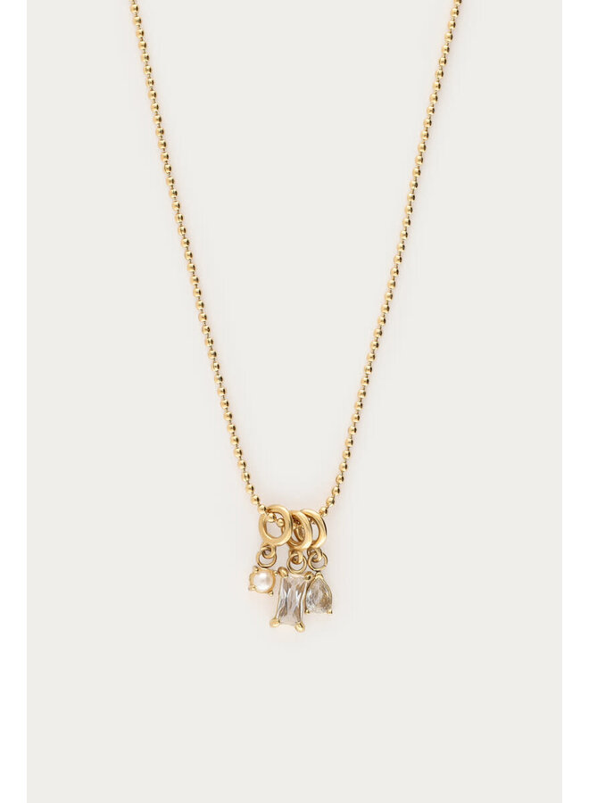 Midnight Ketting met Strass en Imitatieparel Goud