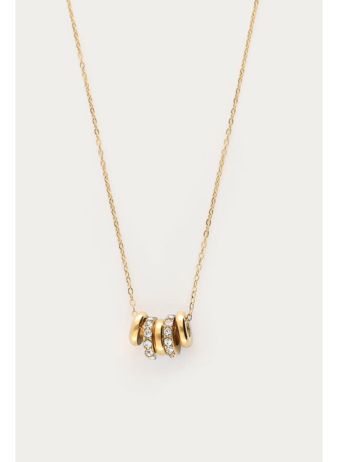 Midnight Ketting met Strass ringen Goud