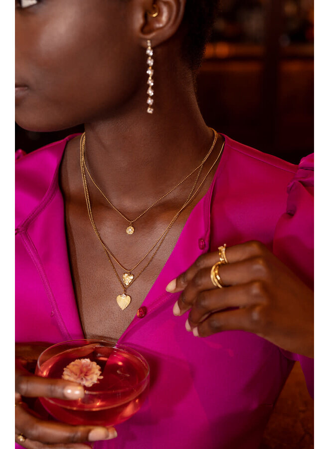 Midnight Ketting Gestreept Hart Goud