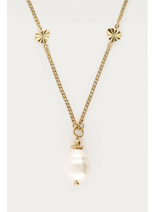 Midnight Lange Ketting met Zoetwaterparel Goud