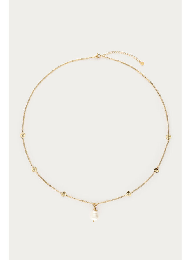 Midnight Lange Ketting met Zoetwaterparel Goud