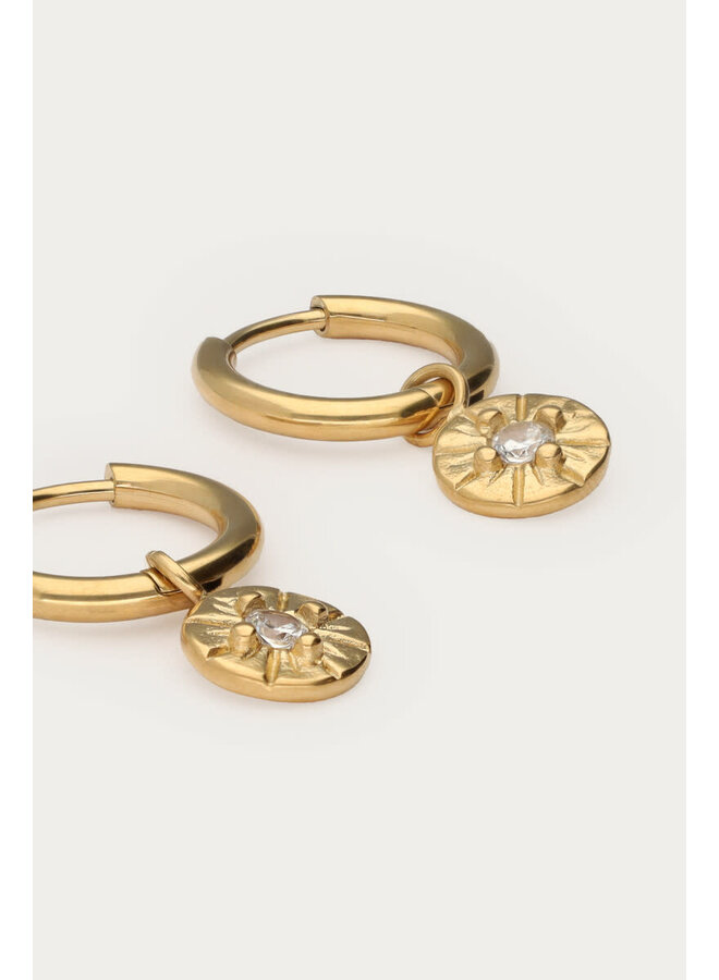 Midnight Mini Oorringen Cirkel met Strass Goud