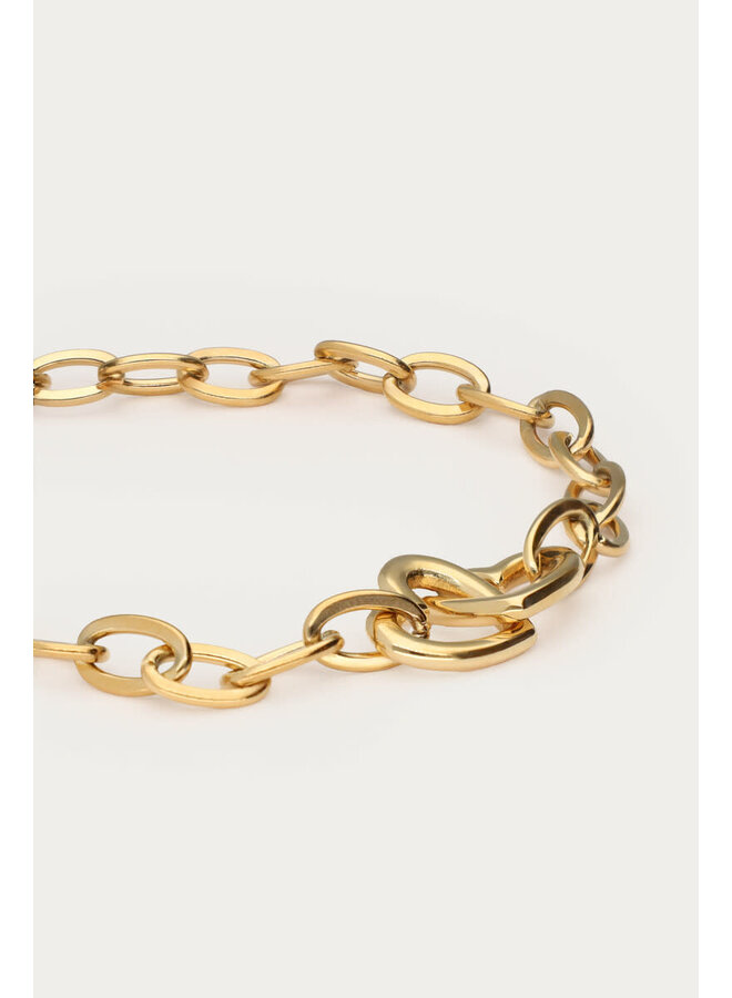 Midnight Armband met Twee Hartjes Goud