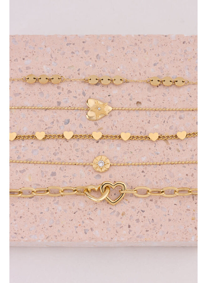 Midnight Armband met Hartjes Goud