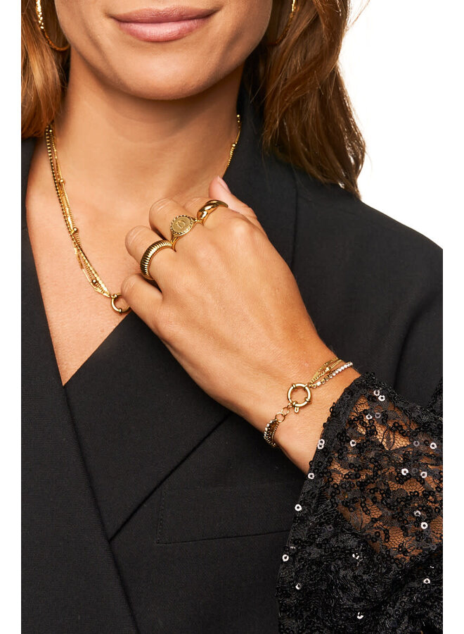 Midnight Driedubbele Armband met Strass Goud