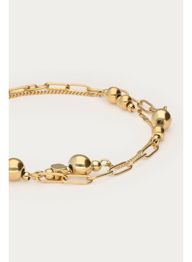 Midnight Dubbele Armband met Dots goud