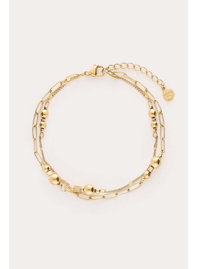 Midnight Dubbele Armband met Dots goud