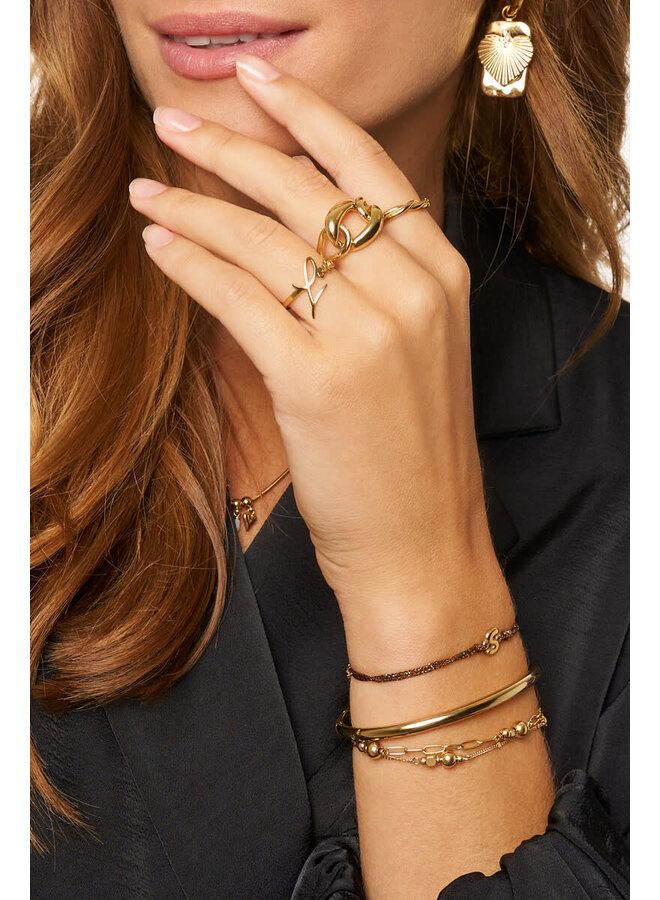 Midnight Dubbele Armband met Dots goud