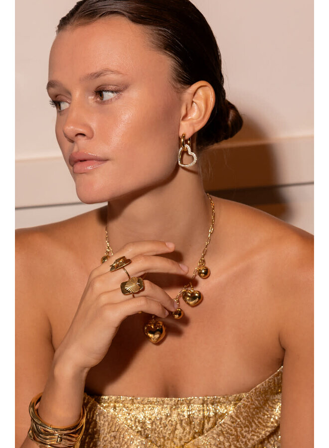 Midnight Oorringen met Hart en Strass Goud