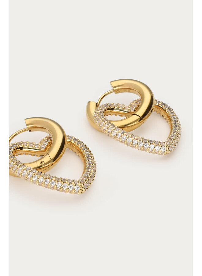 Midnight Oorringen met Hart en Strass Goud