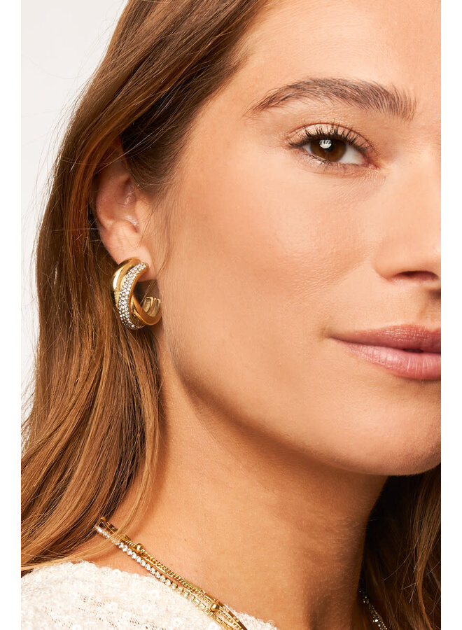 Midnight Oorringen Twisted met Strass Goud