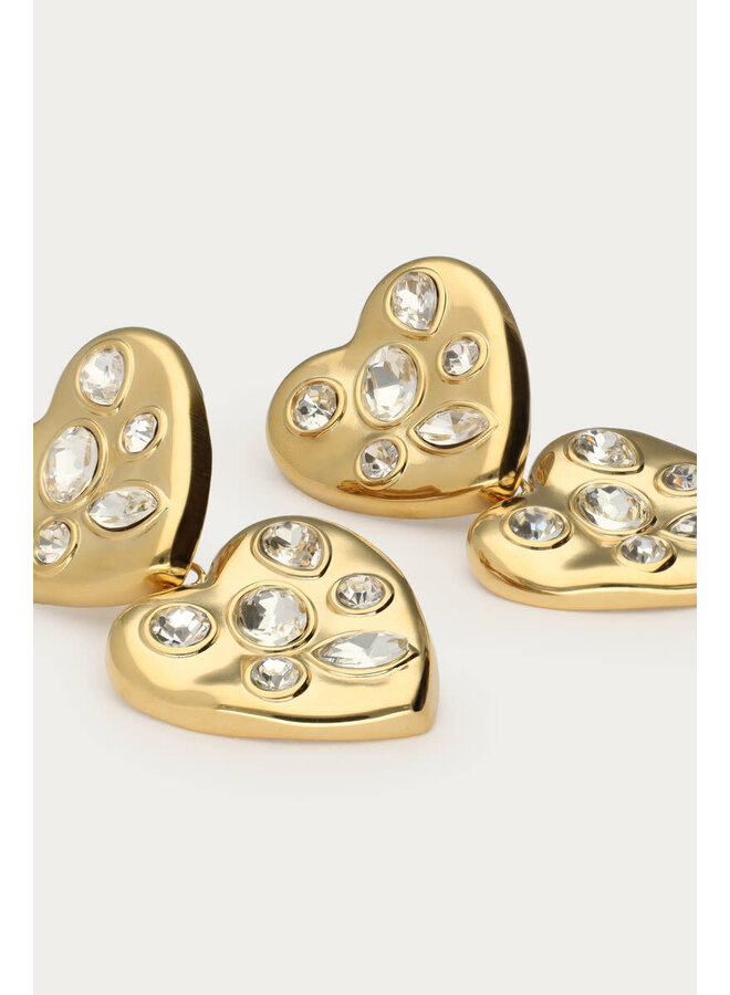 Midnight Statement Oorhangers Twee Hartjes Goud