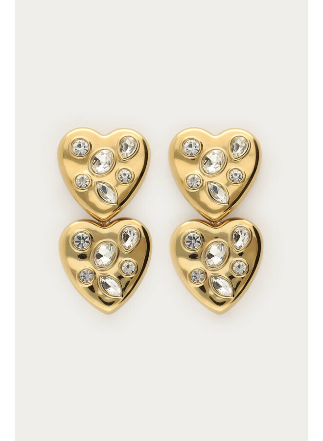Midnight Statement Oorhangers Twee Hartjes Goud