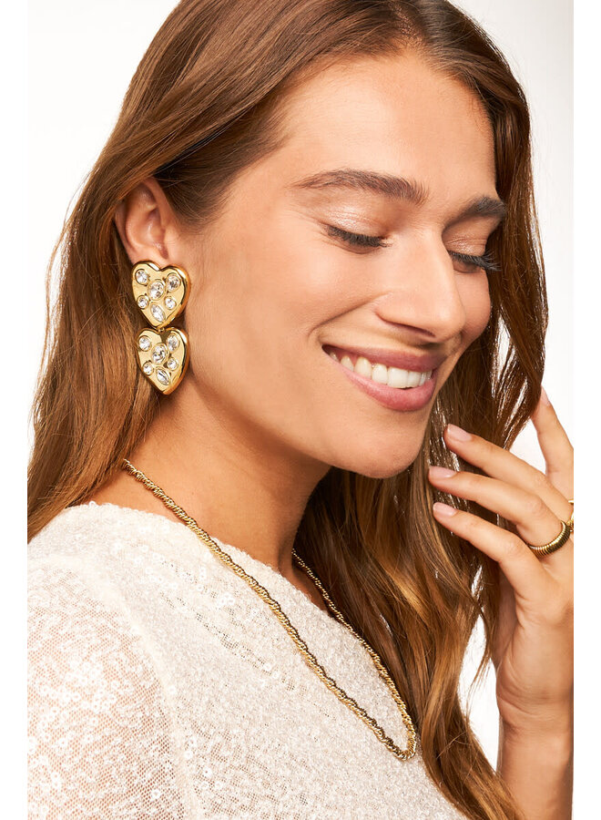 Midnight Statement Oorhangers Twee Hartjes Goud