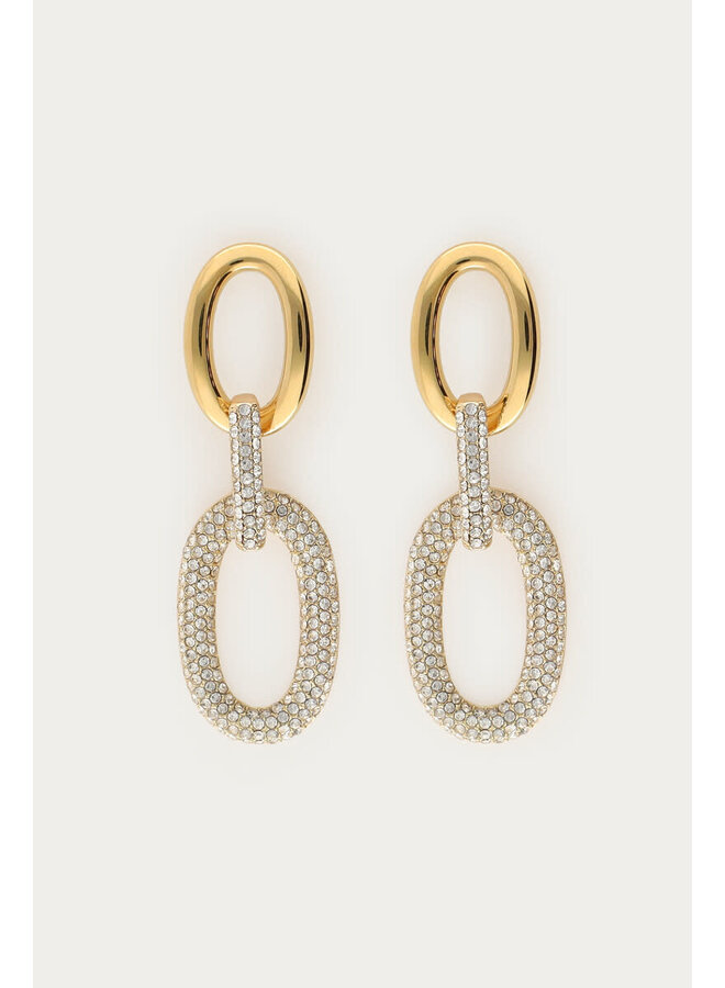Midnight Ovalen Oorhangers met Strass Goud