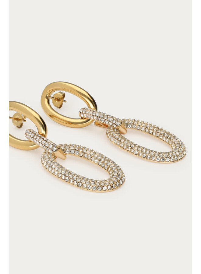 Midnight Ovalen Oorhangers met Strass Goud