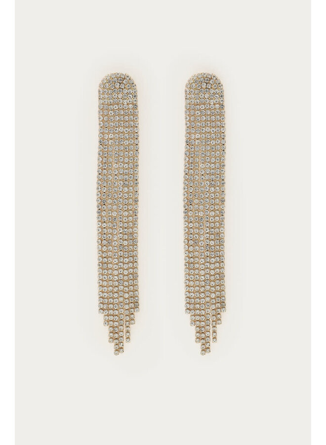 Midnight Oorhangers met Strings en Strass Goud