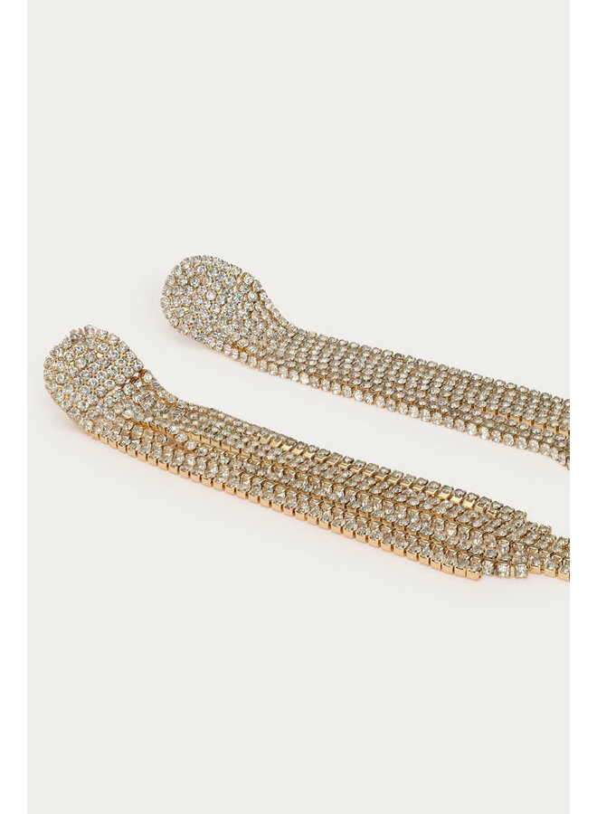 Midnight Oorhangers met Strings en Strass Goud