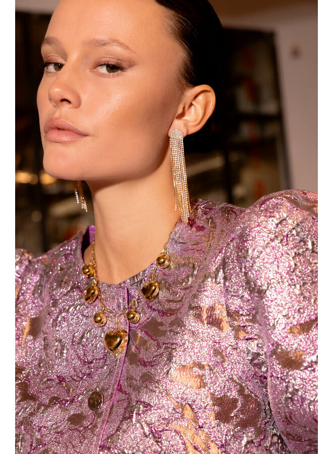 Midnight Oorhangers met Strings en Strass Goud