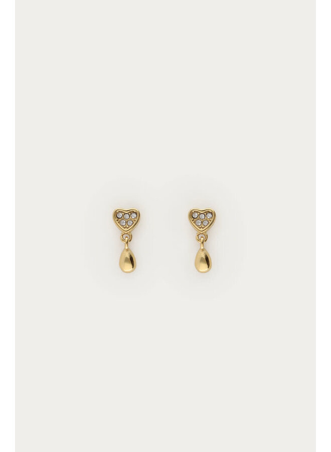Midnight Studs met Hart en Druppel Goud
