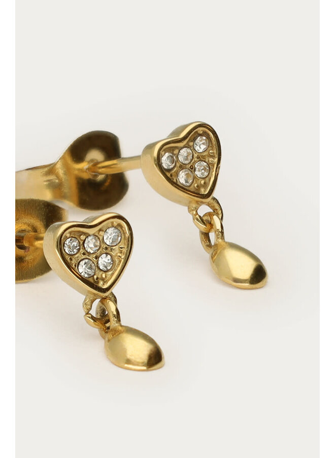 Midnight Studs met Hart en Druppel Goud