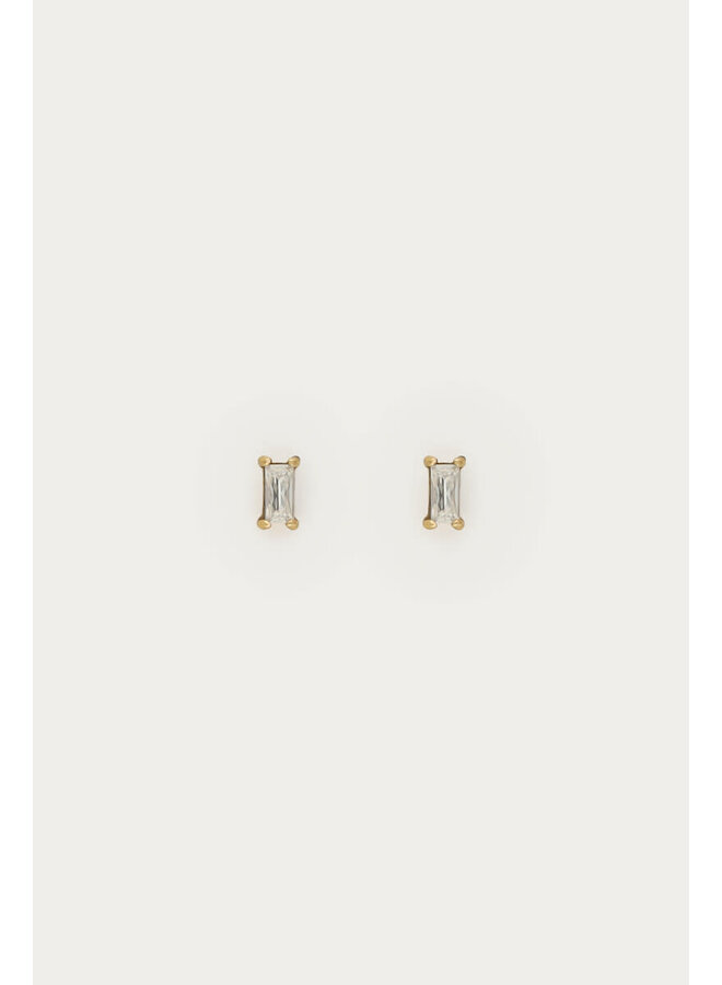 Midnight Studs met Vierkante Strass Goud