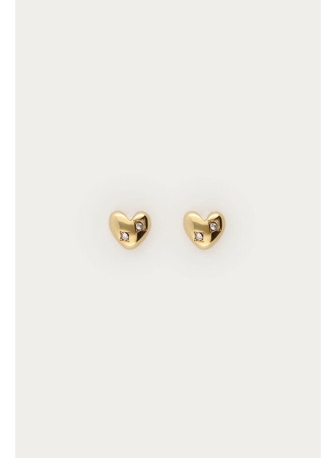 Midnight Studs Hart met Strass Goud