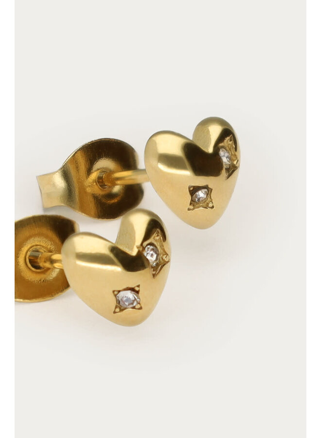 Midnight Studs Hart met Strass Goud