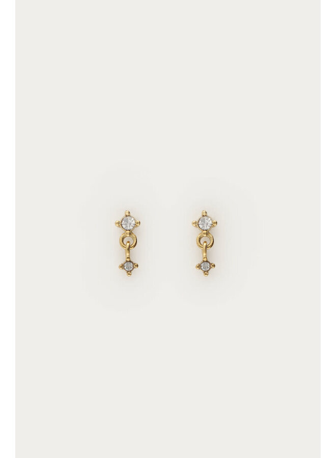 Midnight Studs Dubbele Strass Goud