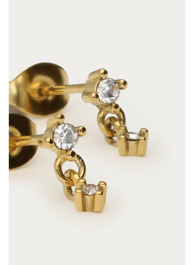 Midnight Studs Dubbele Strass Goud