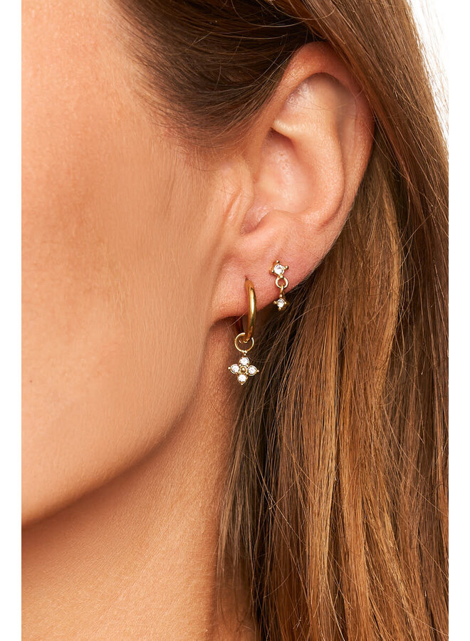 Midnight Studs Dubbele Strass Goud