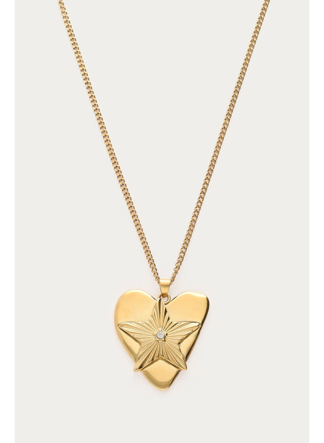 Midnight Lange Statement Ketting Hartjes Ster Goud