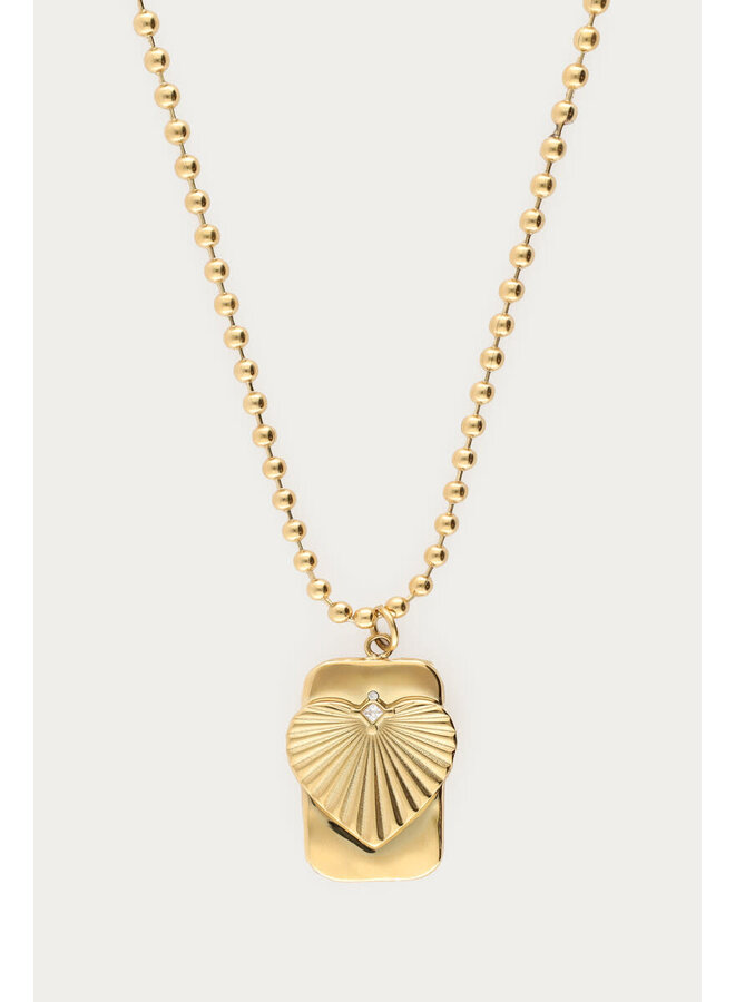 Midnight Lange Statement Ketting Gestreept Hart Goud