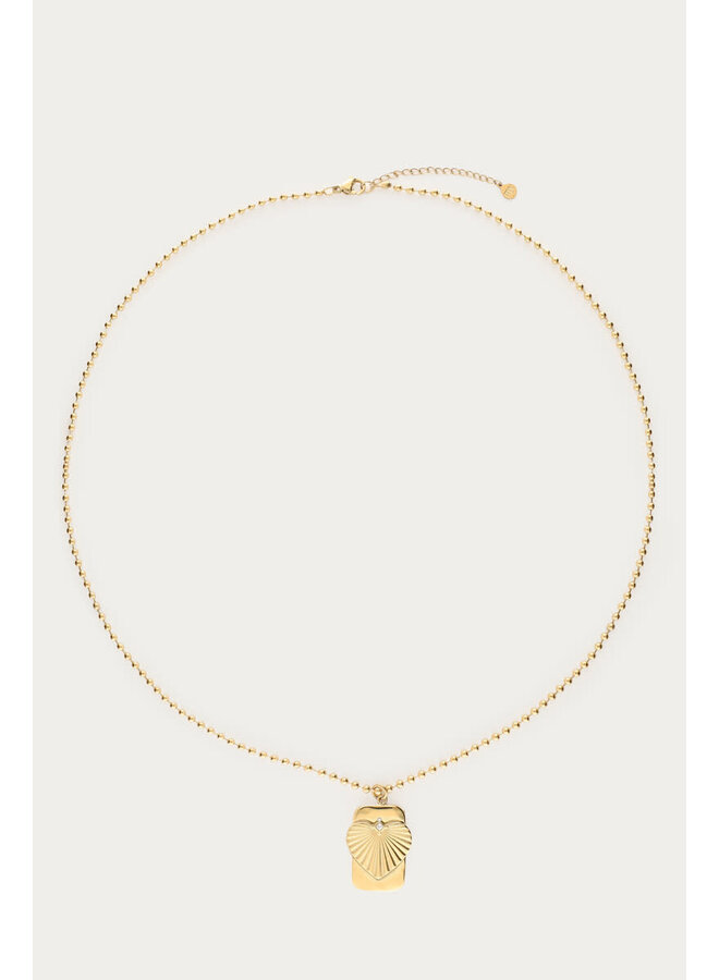 Midnight Lange Statement Ketting Gestreept Hart Goud