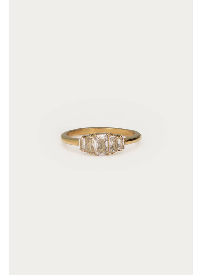 Midnight Ring met Vierkante Strass Goud