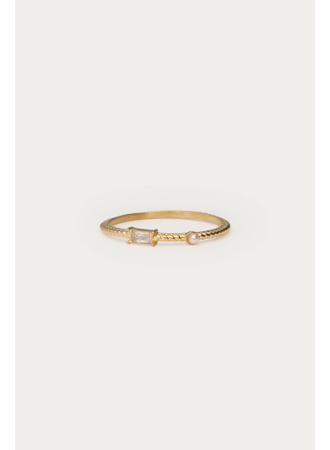 Midnight Ring met Strass en Imitatieparel Goud