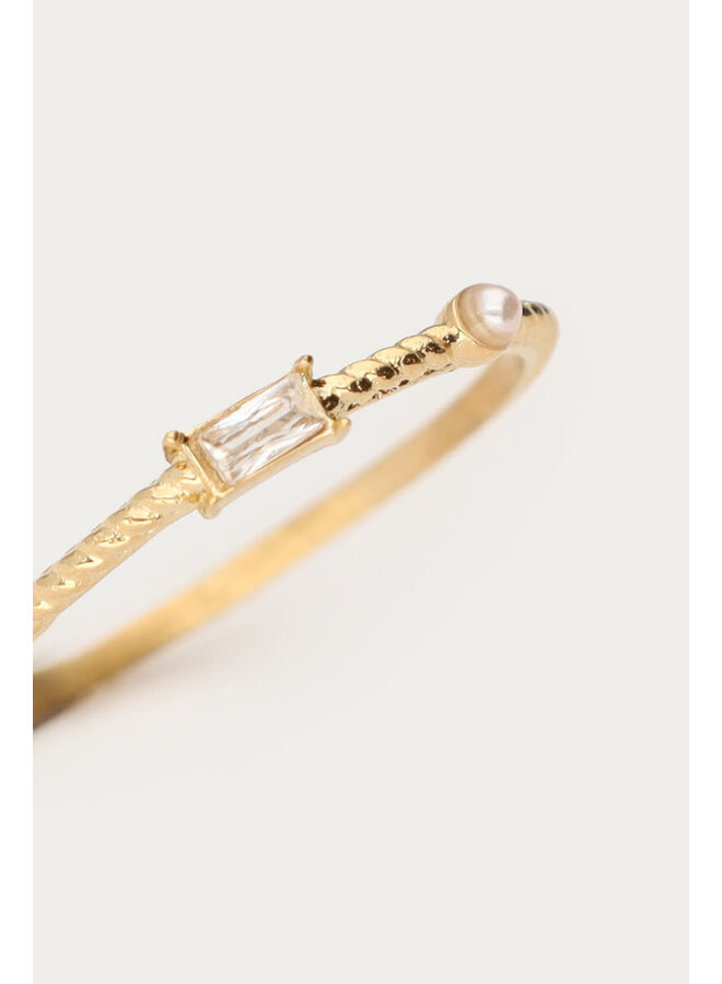 Midnight Ring met Strass en Imitatieparel Goud