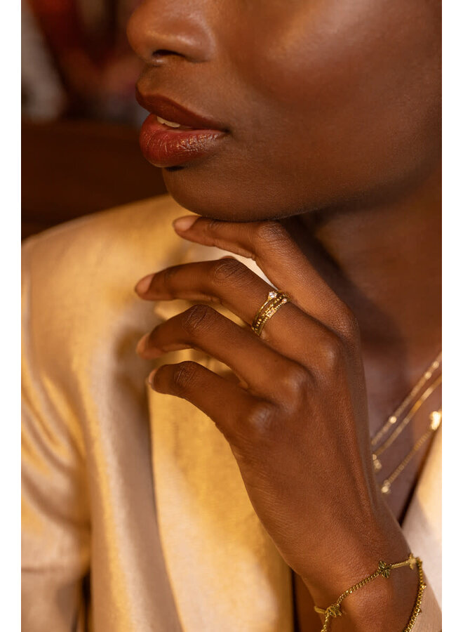 Midnight Ring met Strass en Imitatieparel Goud