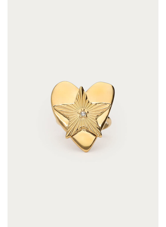 Midnight Statement Ring Hartjes Ster Goud