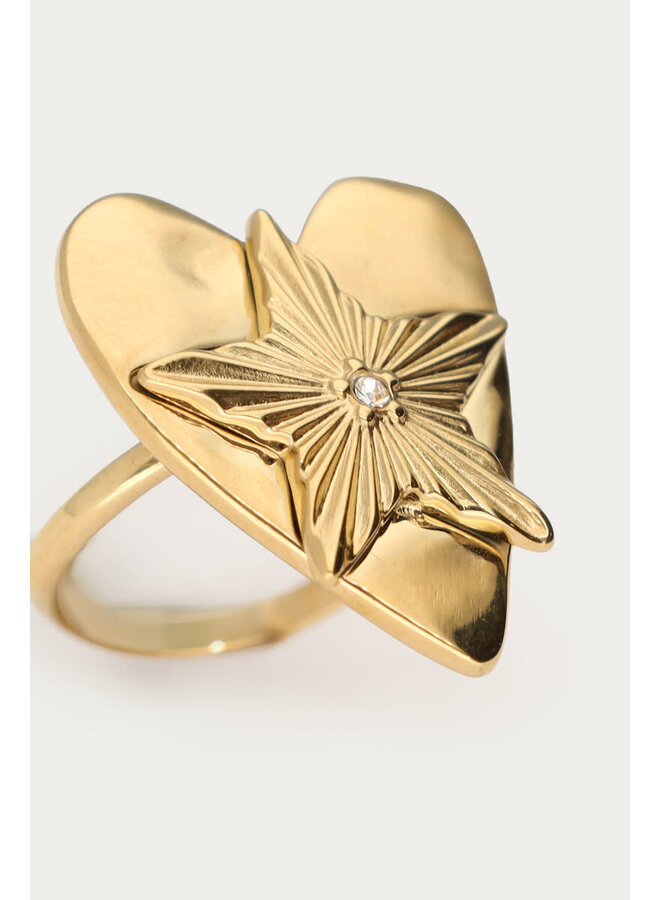 Midnight Statement Ring Hartjes Ster Goud