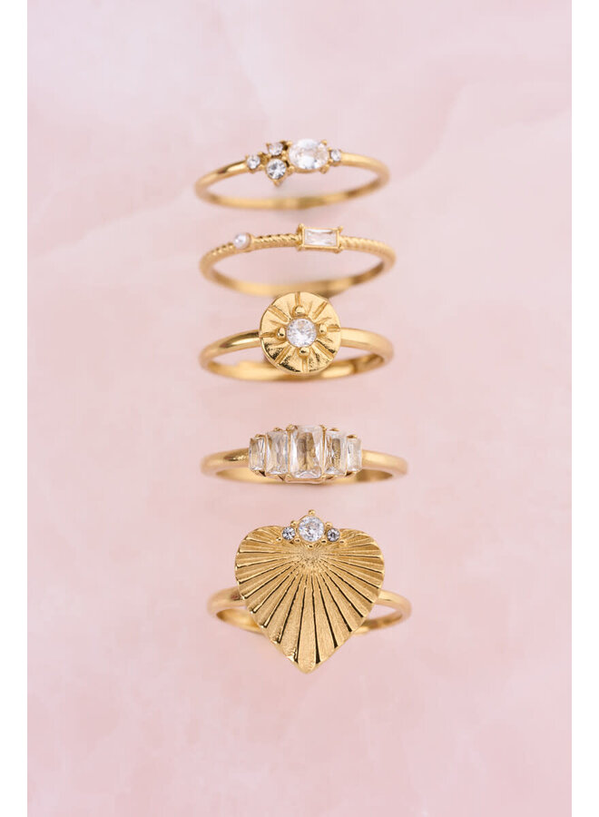 Midnight Ring Gestreept Hart Goud