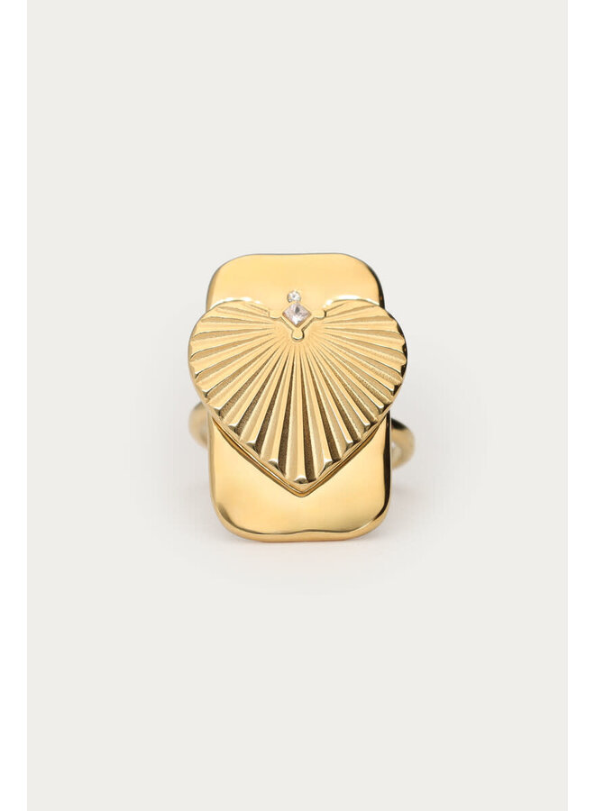 Midnight Statement Ring Gestreept Hart Goud