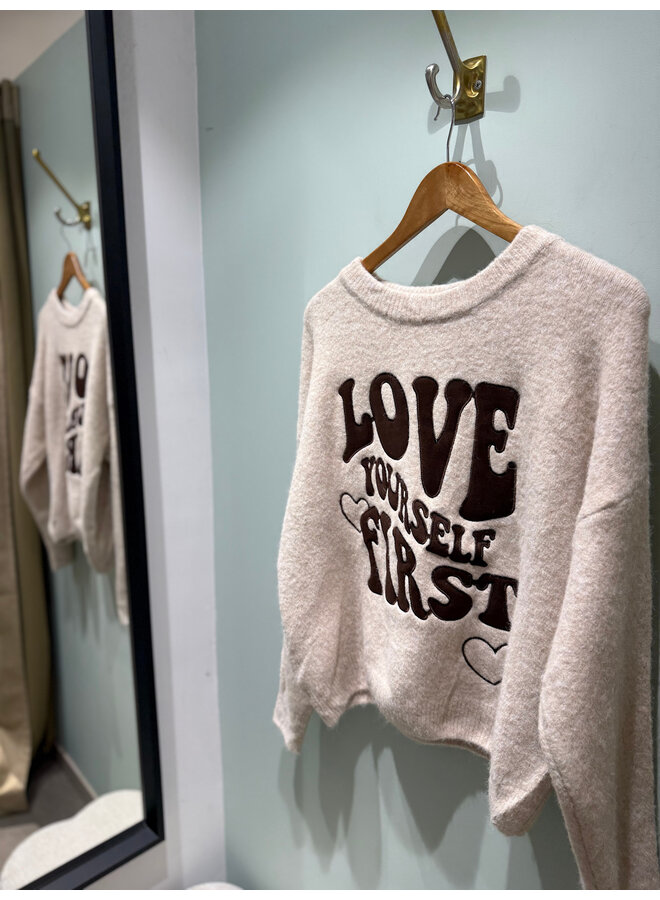 Love Yourself First Knit Beige