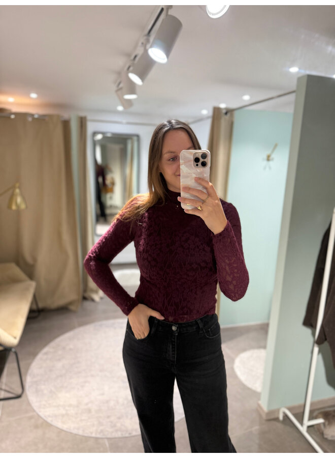 Féline Lace Top Burgundy