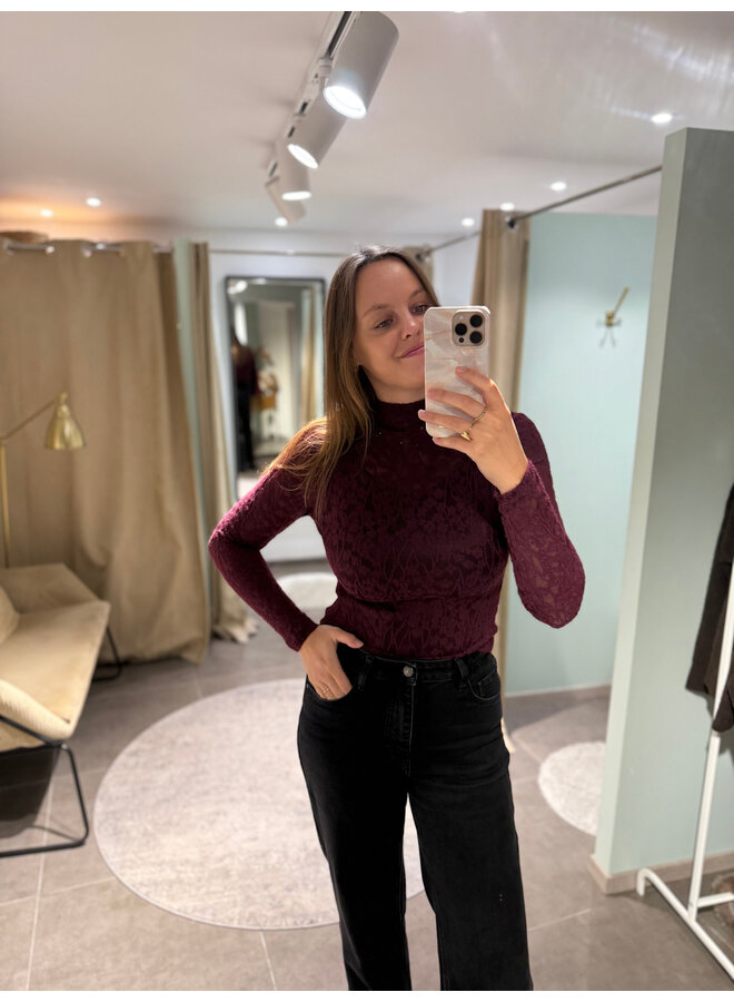 Féline Lace Top Burgundy