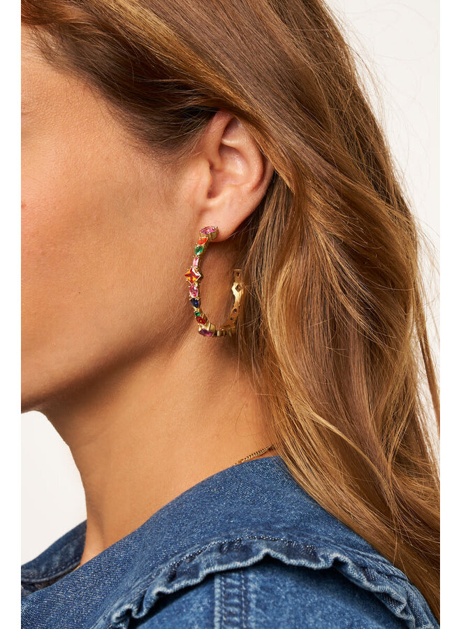 Statement Oorringen met Multikleur Stenen